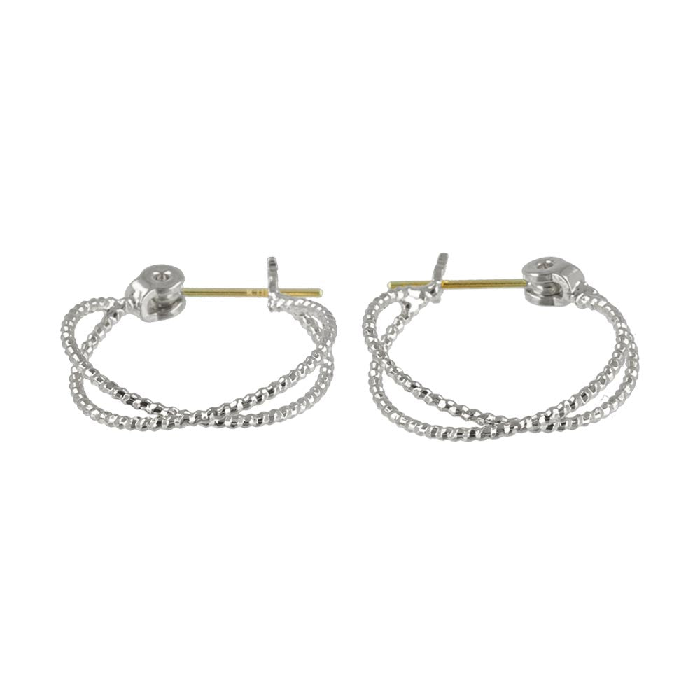 Cable Hoop 18K Gold Post Earrings