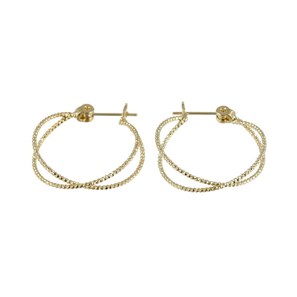 Cable Hoop Earrings 18K Gold Post
