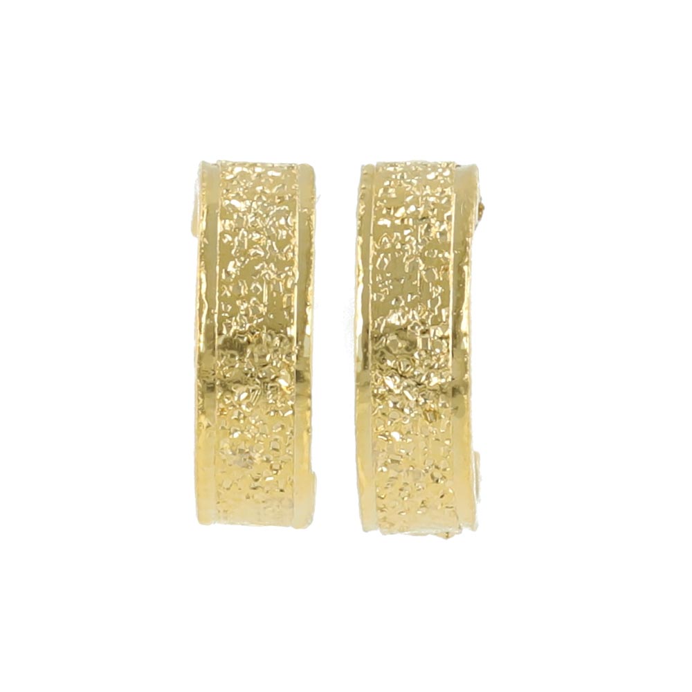 18K Gold Post Textured Flat Hoop Earrings - osewaya