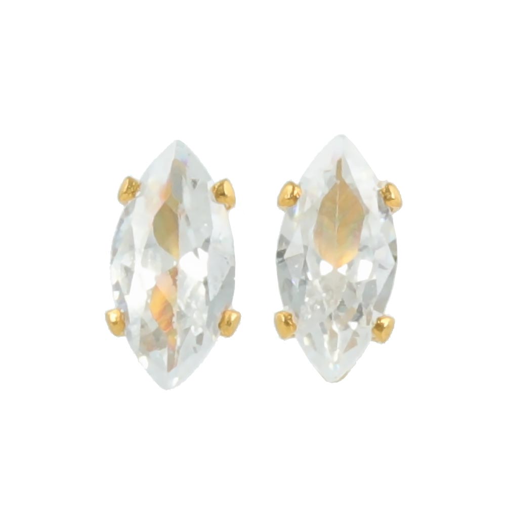 Marquise Stone 18K Gold Post Studs