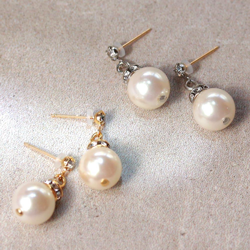 Pearl and Stone 18K Gold Post Earrings - osewaya