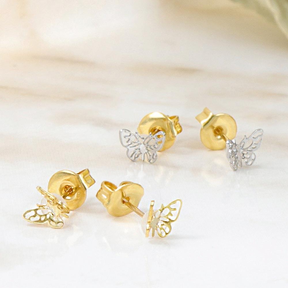 Small Butterfly 18K Gold Post Studs