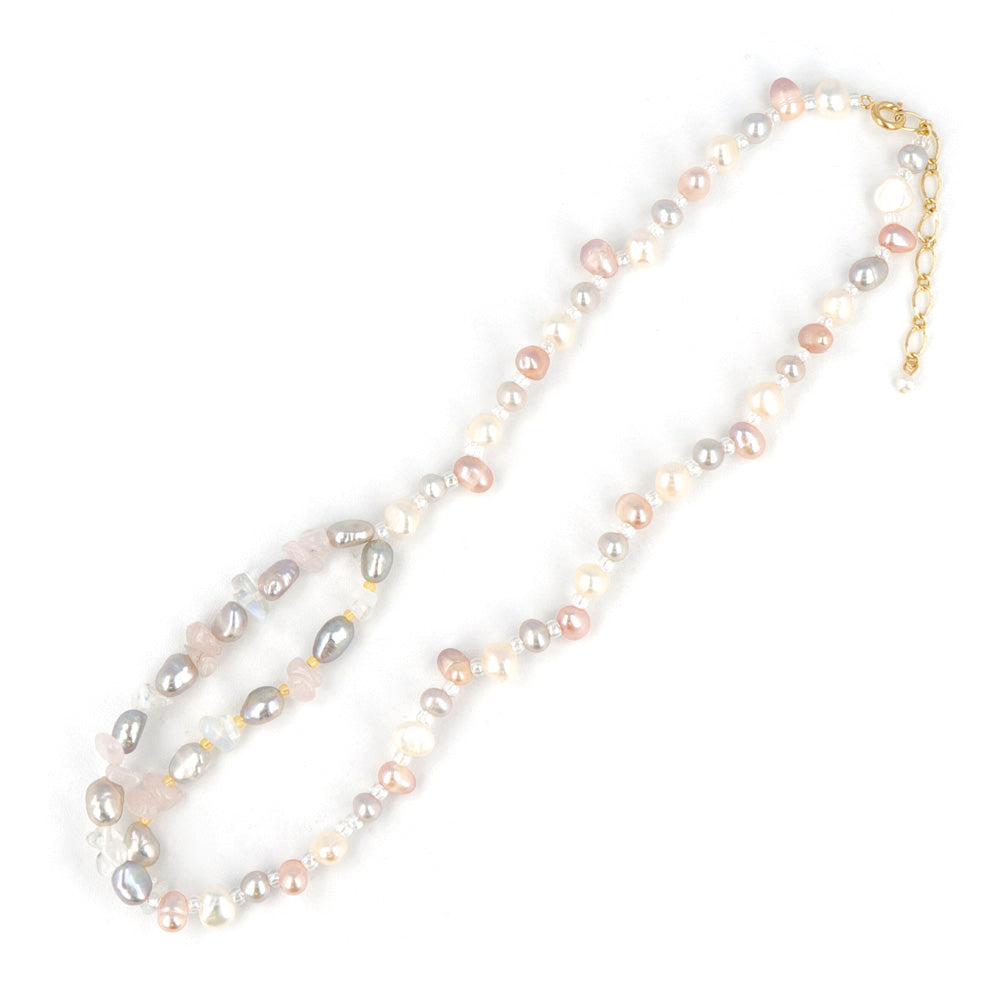 Freshwater Pearl and Natural Stone Necklace
