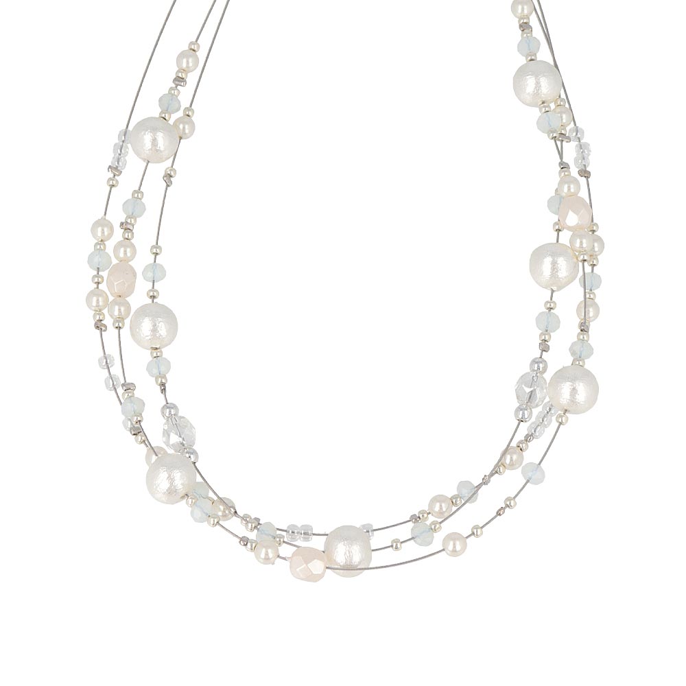 Cotton Pearl Triple Necklace