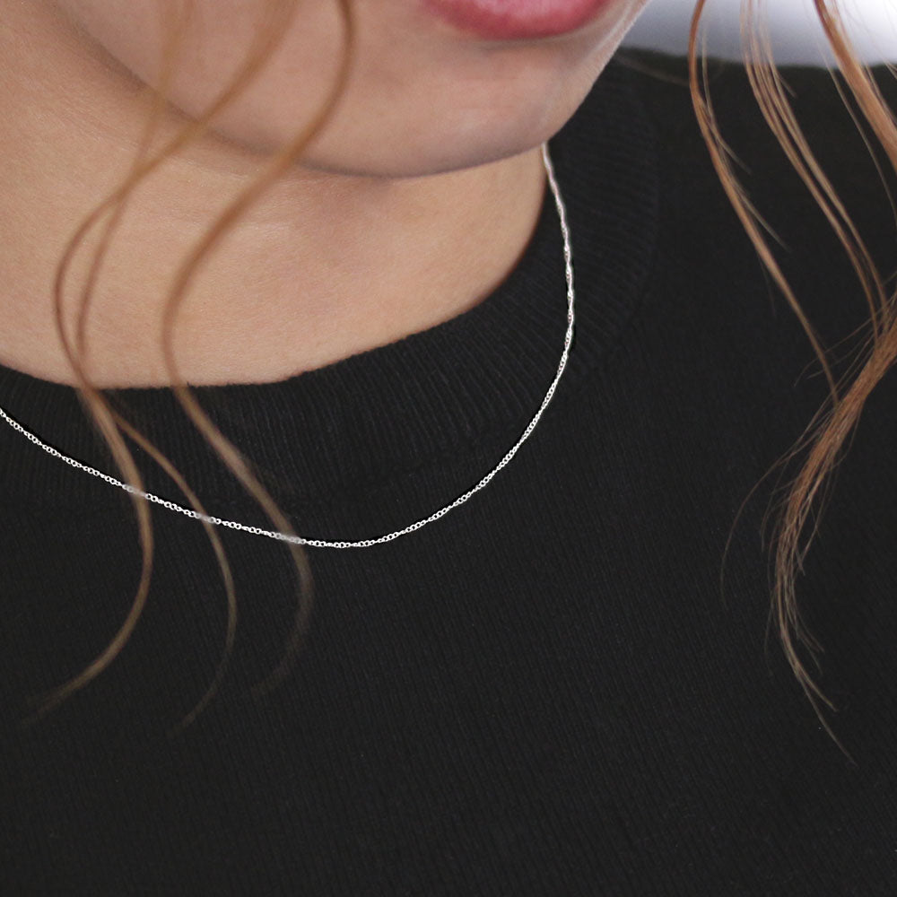 925 Sterling Silver Twist Chain  Necklace