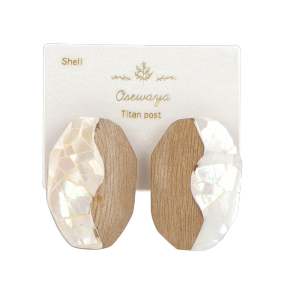 Wood and Shell Earrings