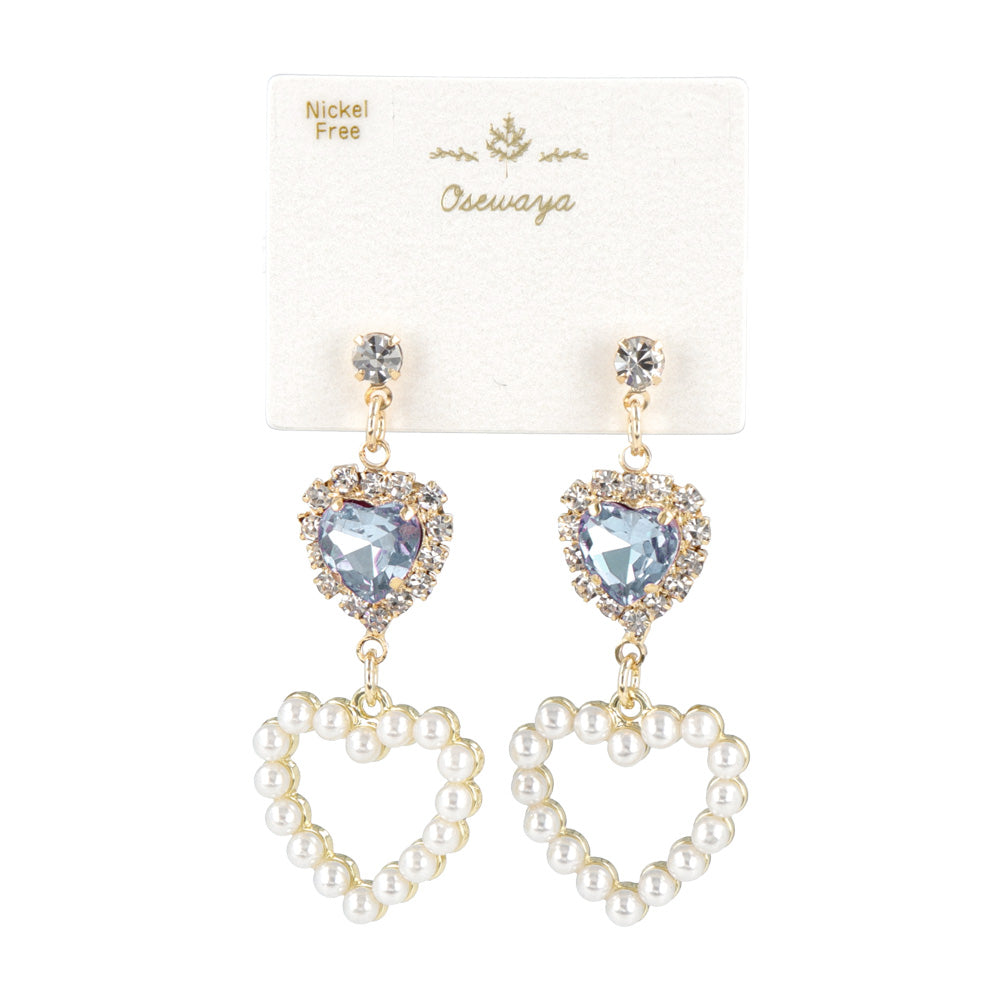 Pearl and Stone Heart Earrings