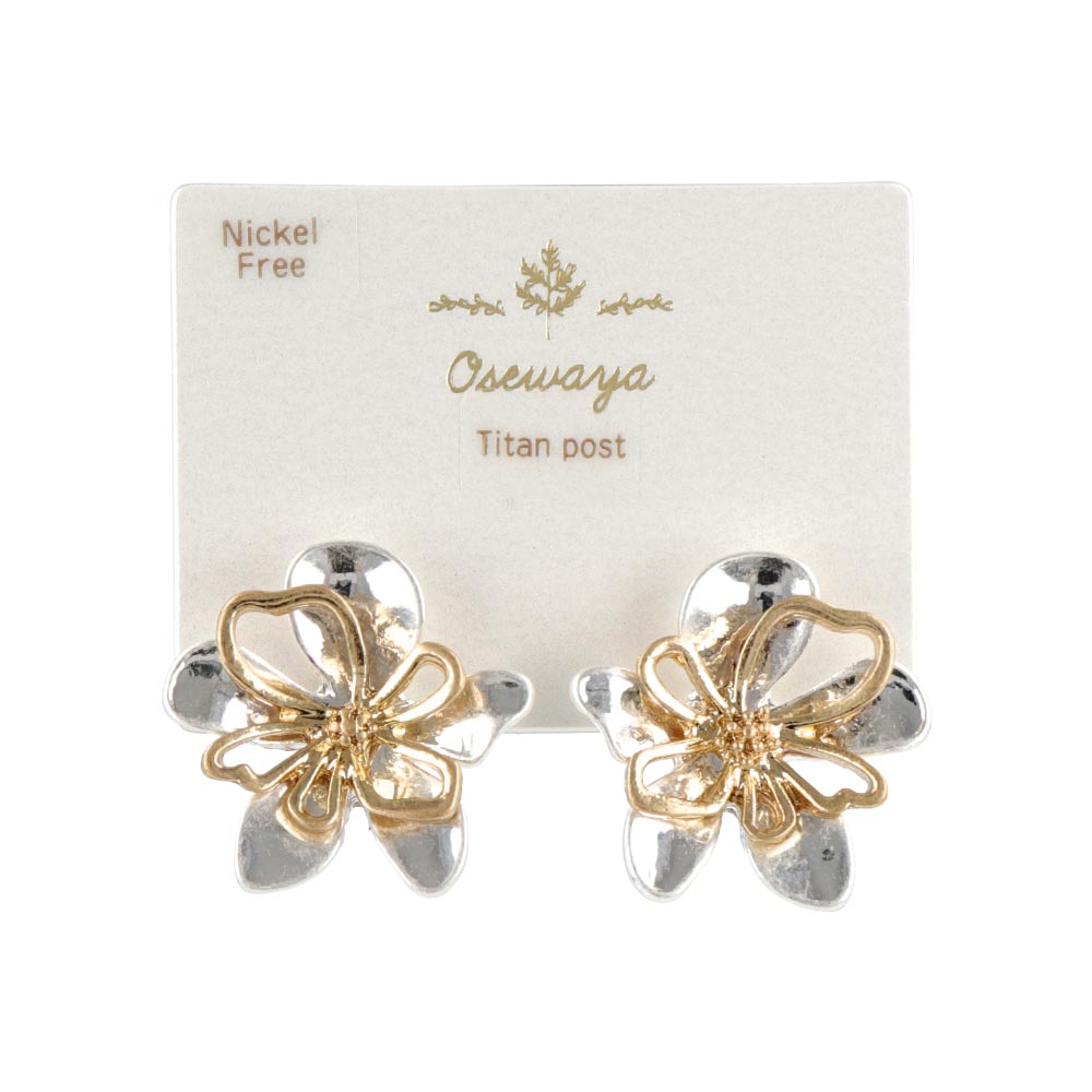 Bicolor Metal Flower Earrings