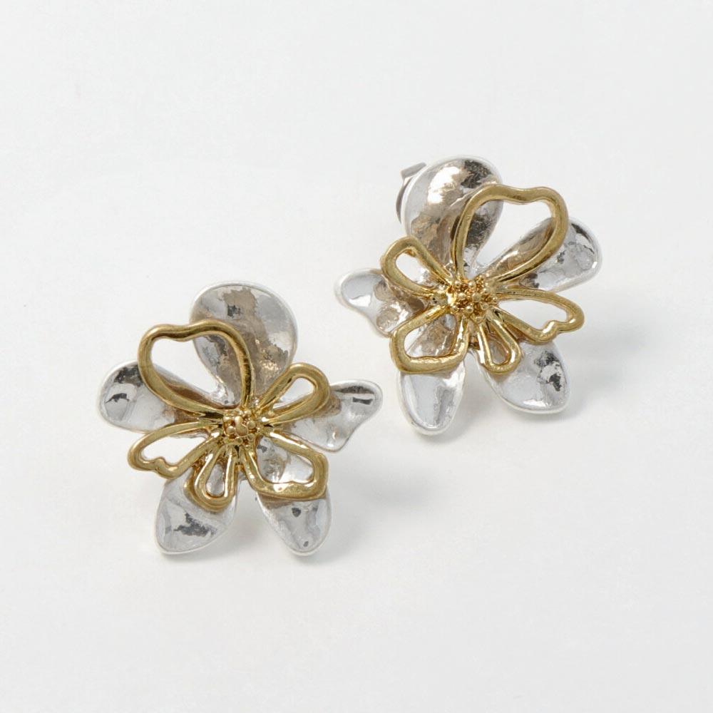 Bicolor Metal Flower Earrings - osewaya