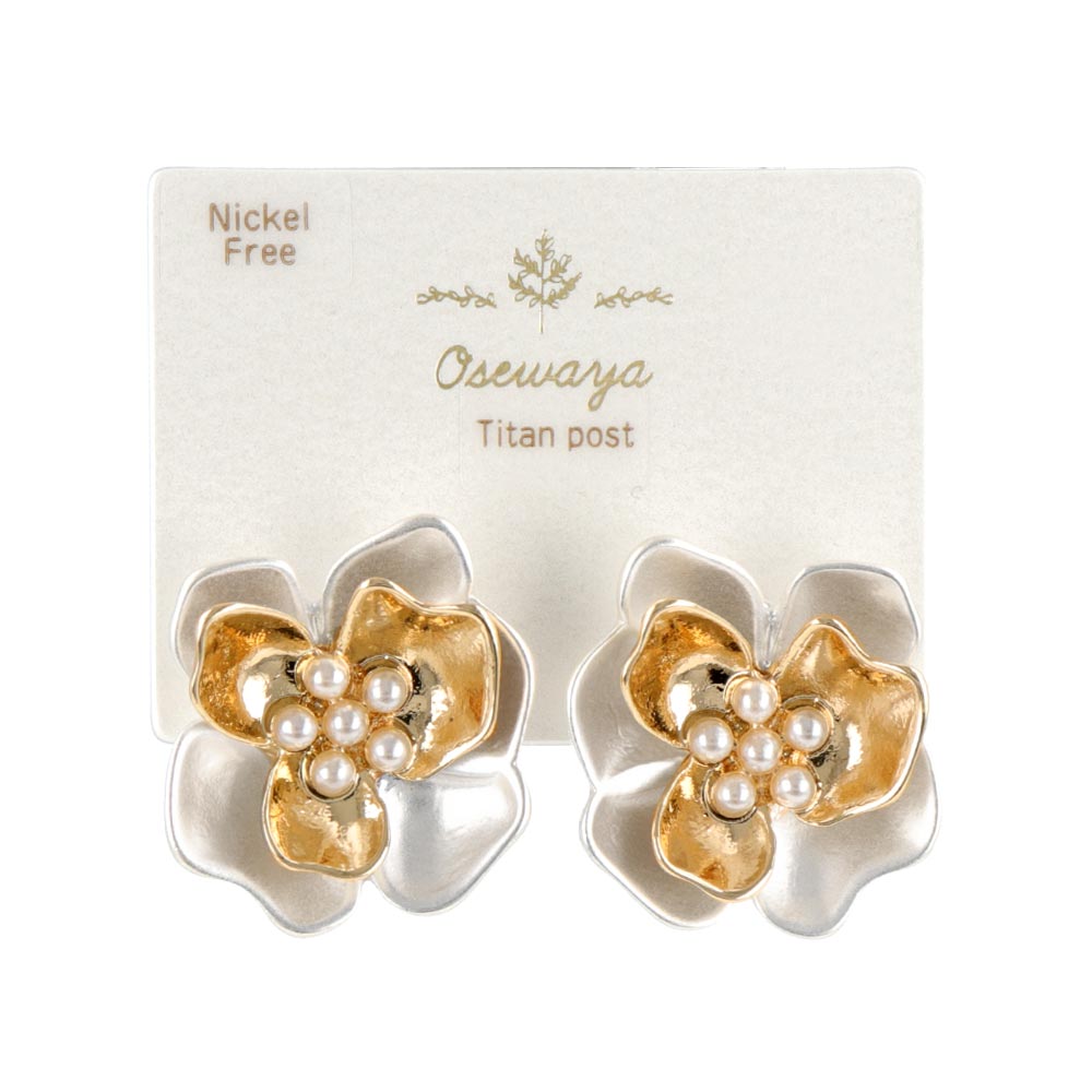 Bicolor Metal Flower Earrings