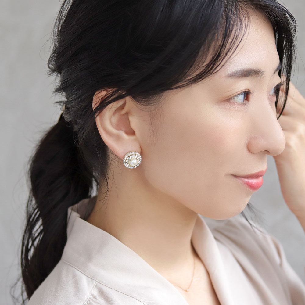 Pearl Pave Titanium Earrings