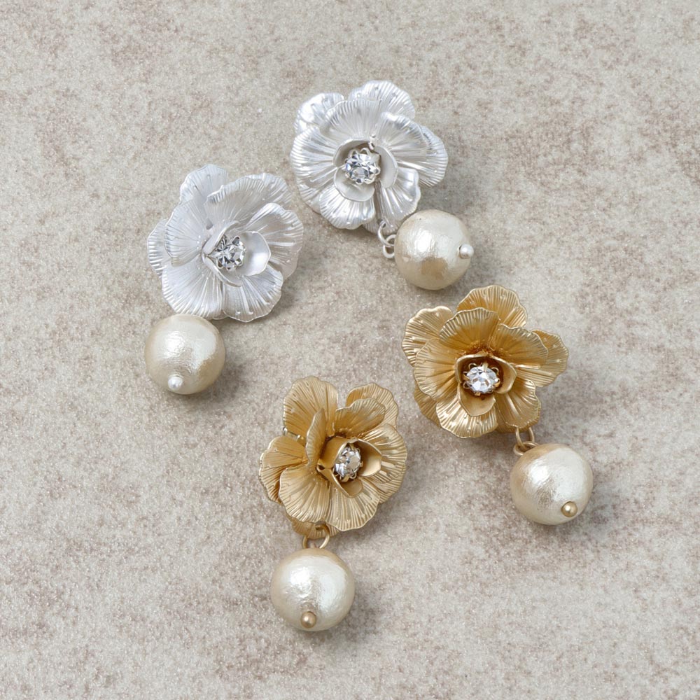 Flower Cotton Pearl Earrings - osewaya