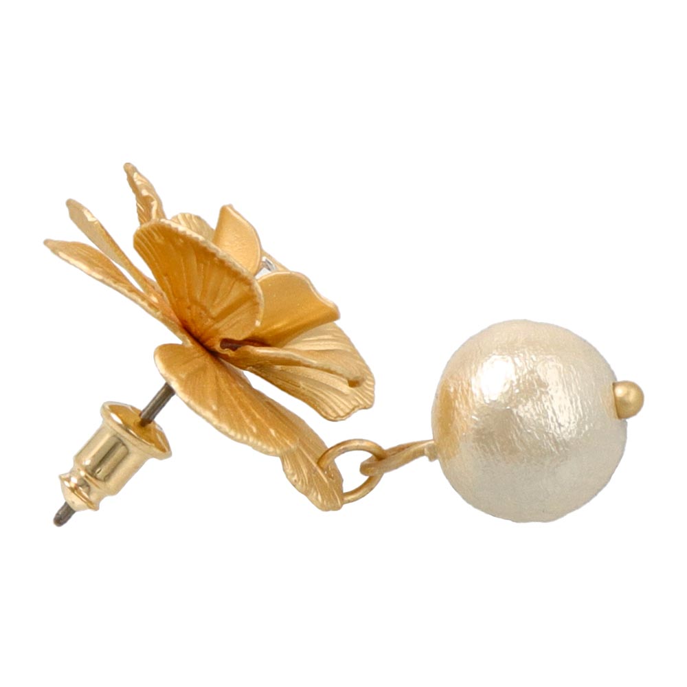 Flower Cotton Pearl Earrings