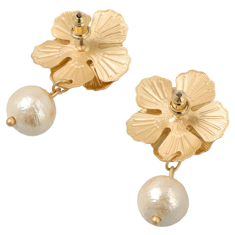 Flower Cotton Pearl Earrings