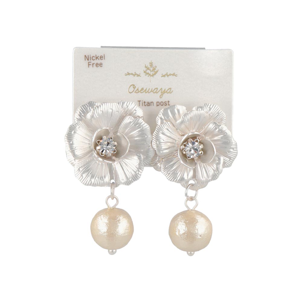 Flower Cotton Pearl Earrings