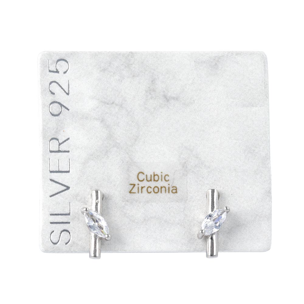 925 Silver Cubic Zirconia Bar Earrings