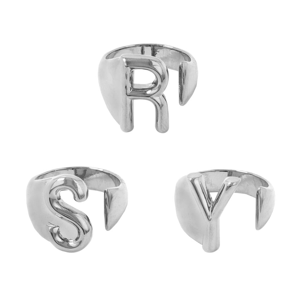 Alphabet Ring In Silver-Tone