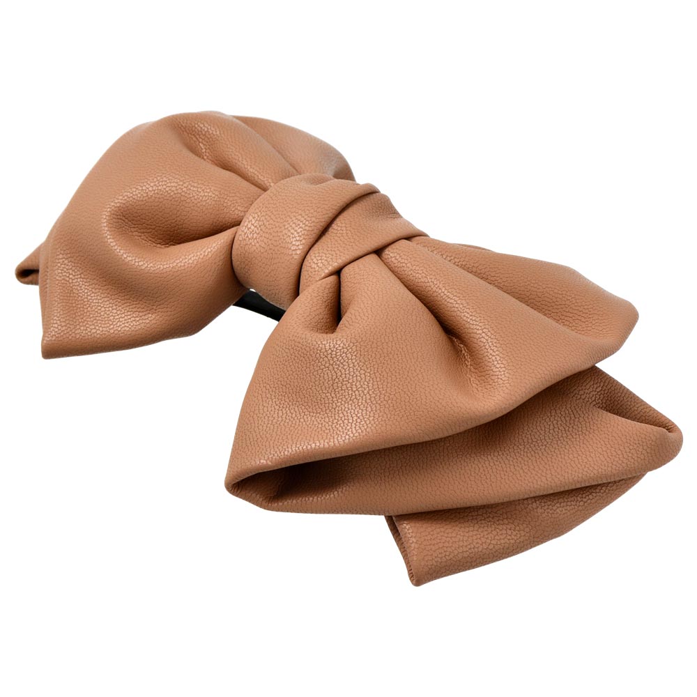 Faux Leather Bow Hair Barrette