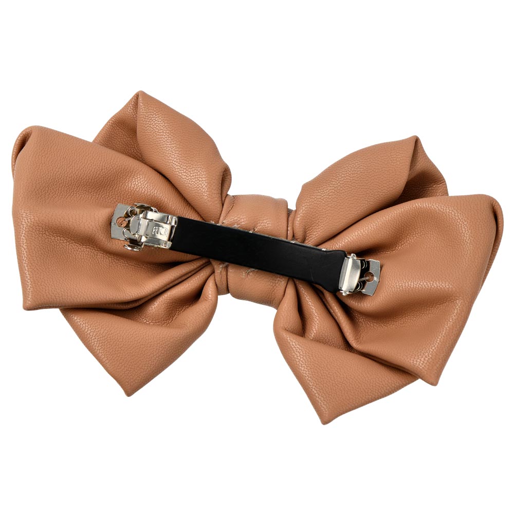 Faux Leather Bow Hair Barrette