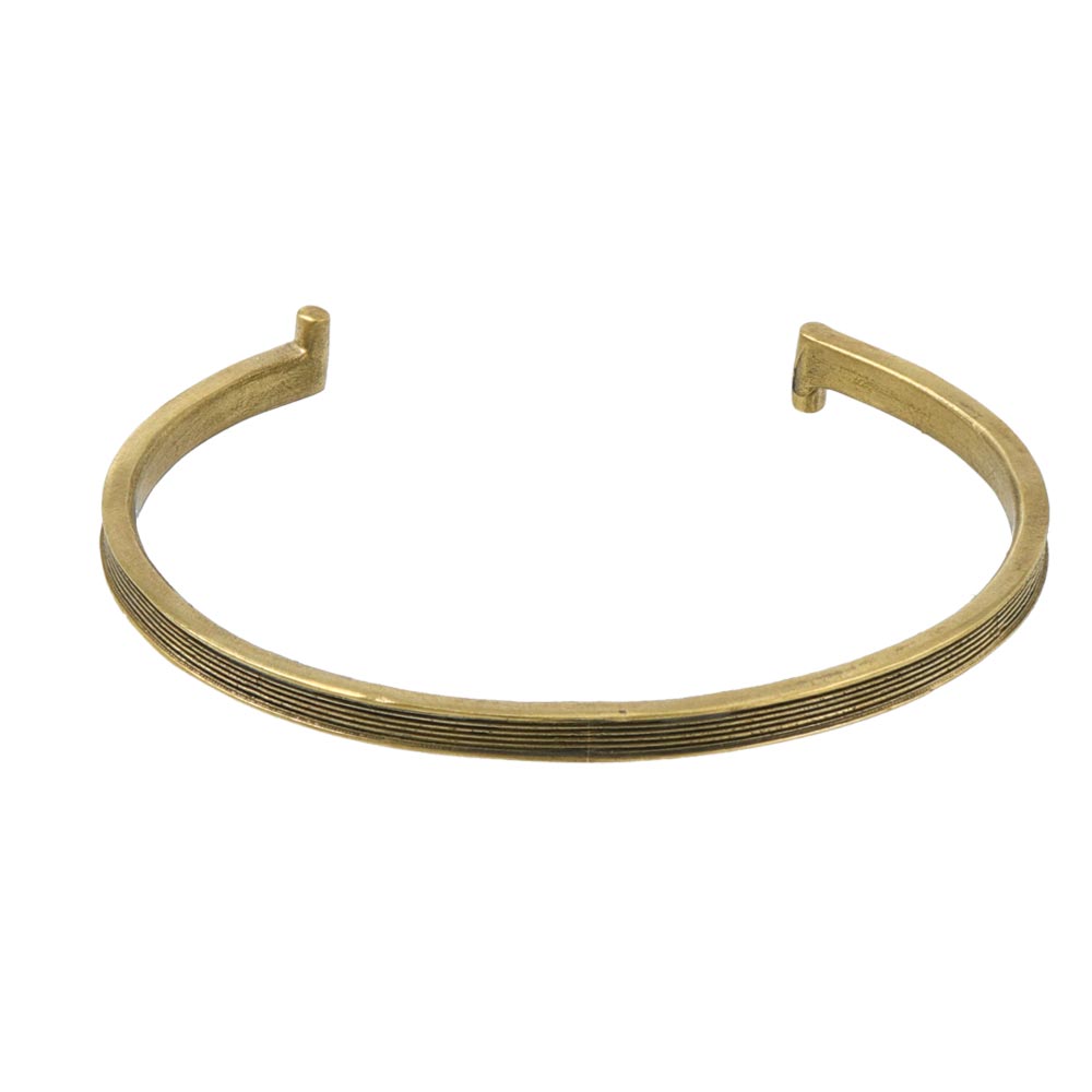 Grooved Brass Open Bangle