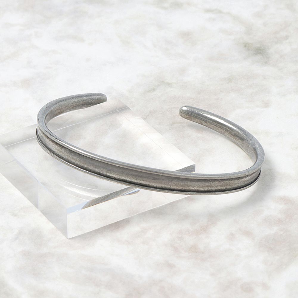 Grooved Tin Open Bangle