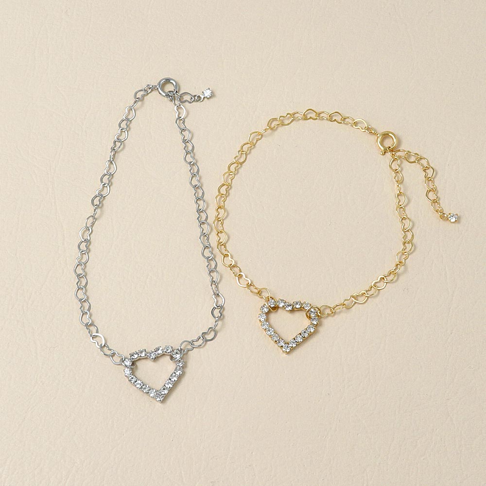 Jeweled Heart Chain Bracelet