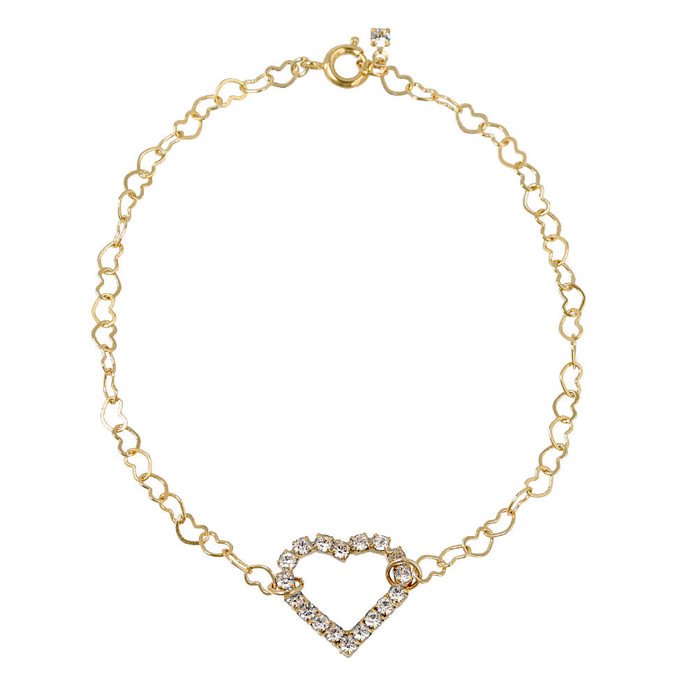 Jeweled Heart Chain Bracelet