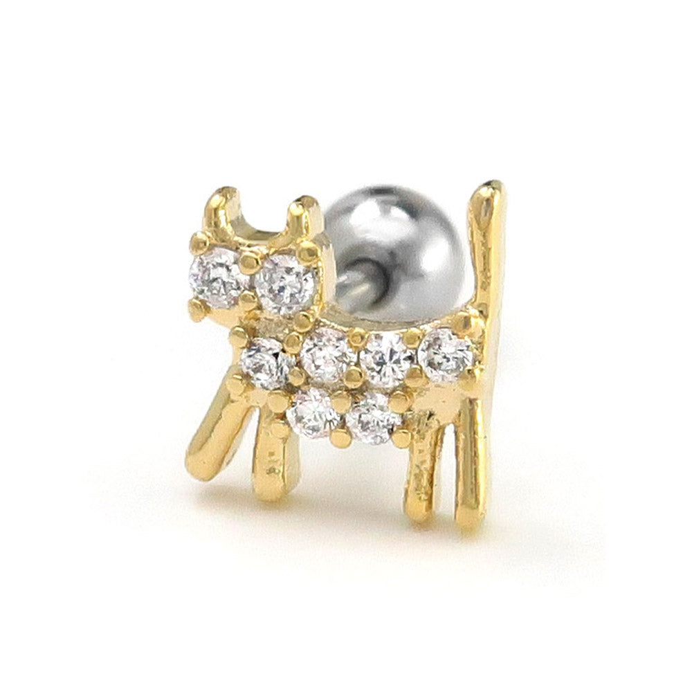 Jeweled Cat Barbell Earring