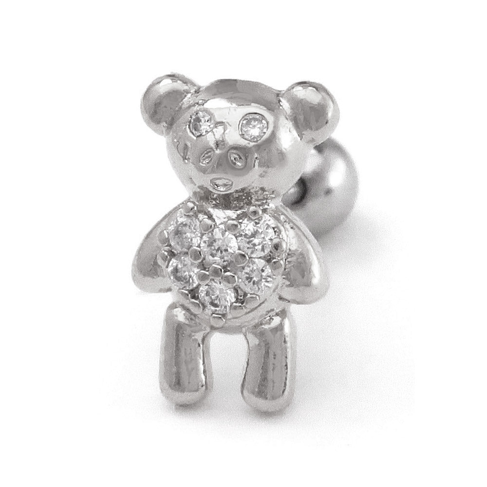 Jeweled Bear Barbell Earring