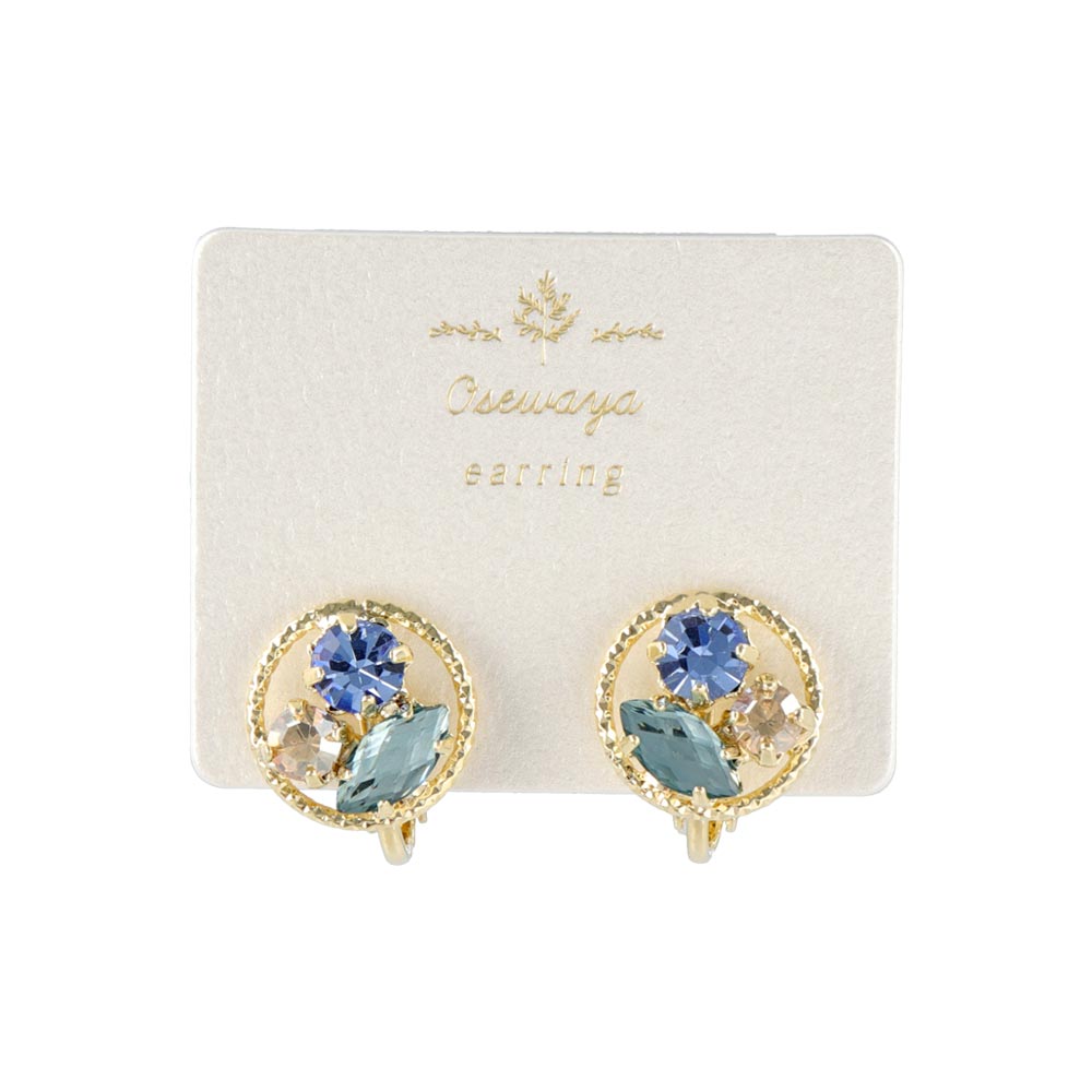 Jeweled Circle Clip On Earrings