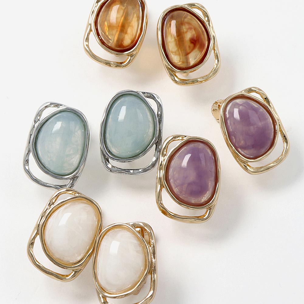 Marble Dome Clip On Earrings - osewaya