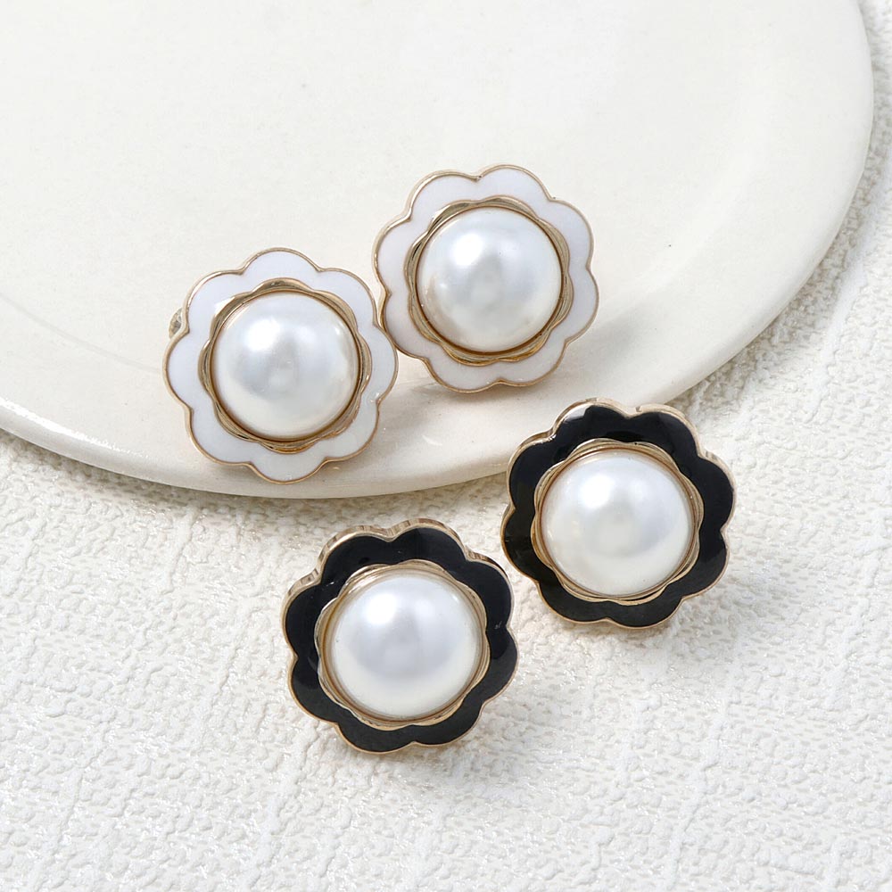 Pearl Button Clip On Earrings