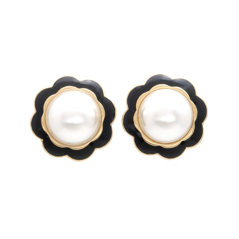 Pearl Button Clip On Earrings