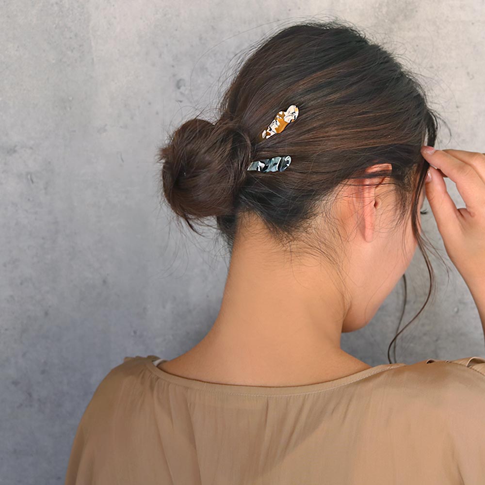 Clear Marble Stick Barrette Hair Majeste