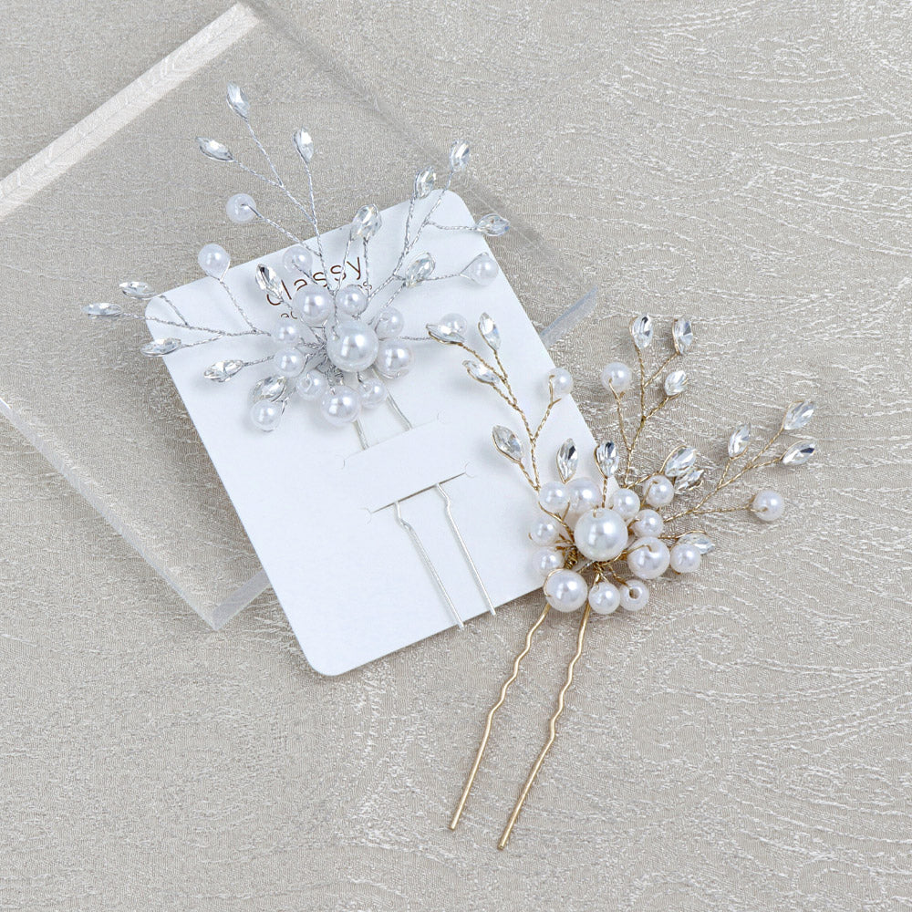 Pearl and Stone Spray Hairpin