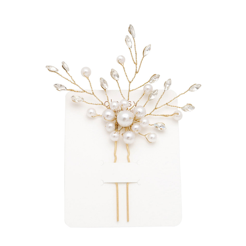 Pearl and Stone Spray Hairpin