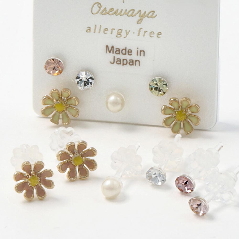 Small Flower Plastic Earring Set - osewaya