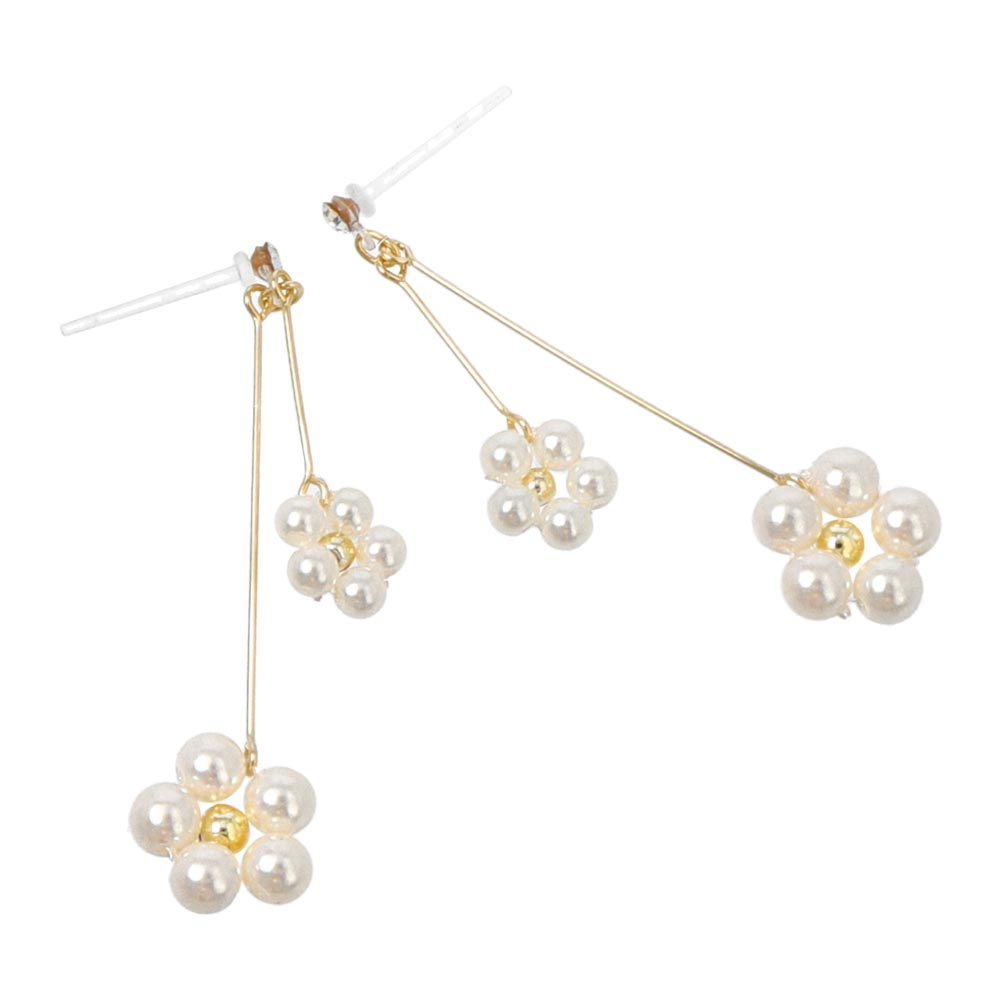 Pearl Flower Swing Plastic Earrings