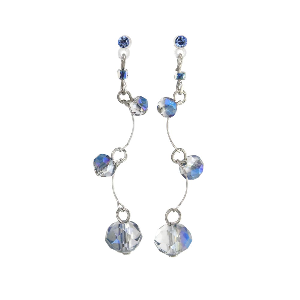 Wavy Beaded Drop Plastic Earrings