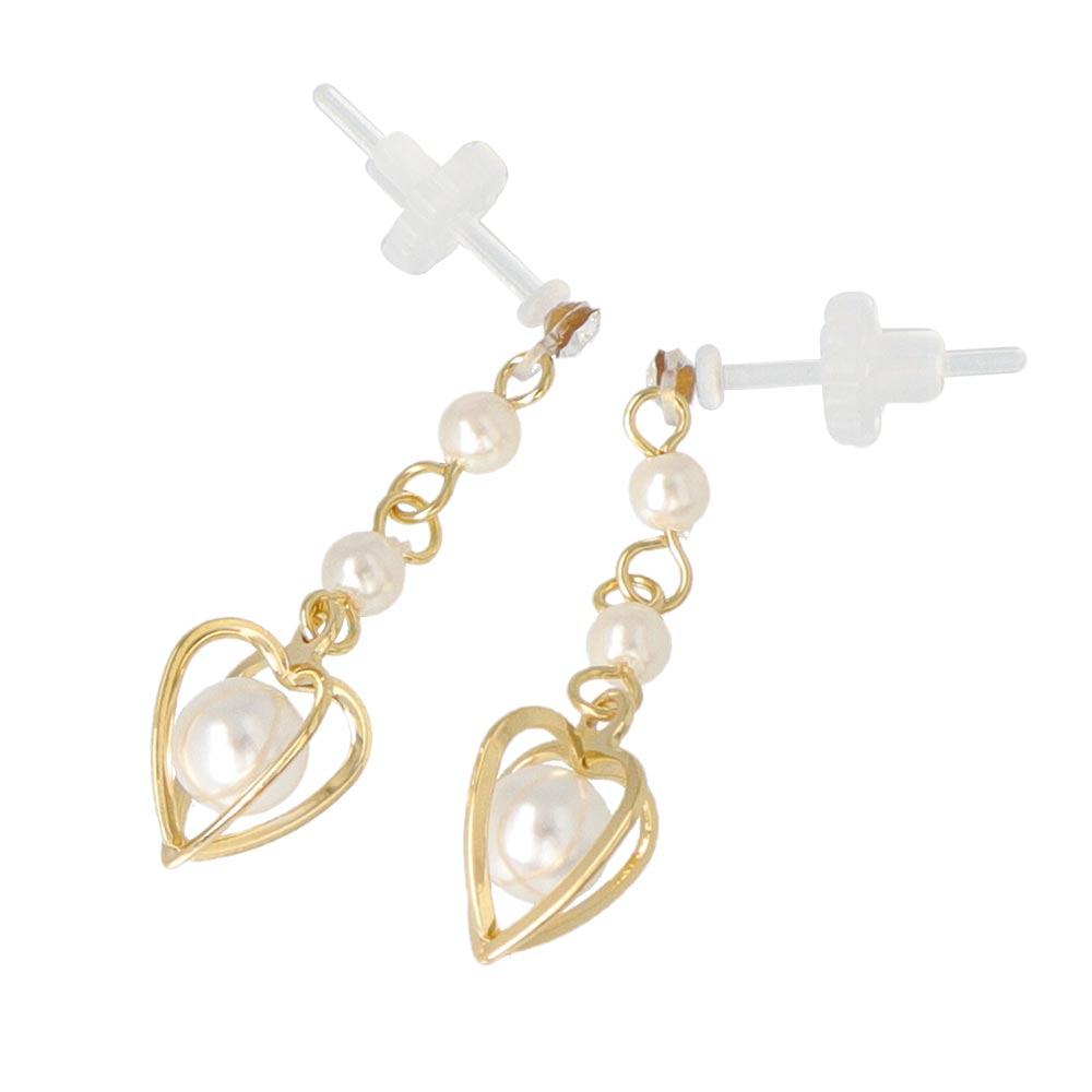 Drop Heart Pearl Plastic Earrings