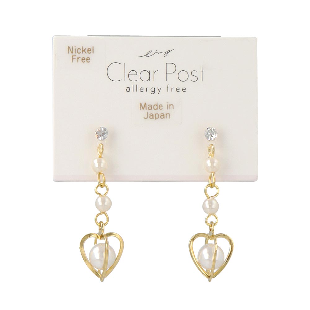 Drop Heart Pearl Plastic Earrings
