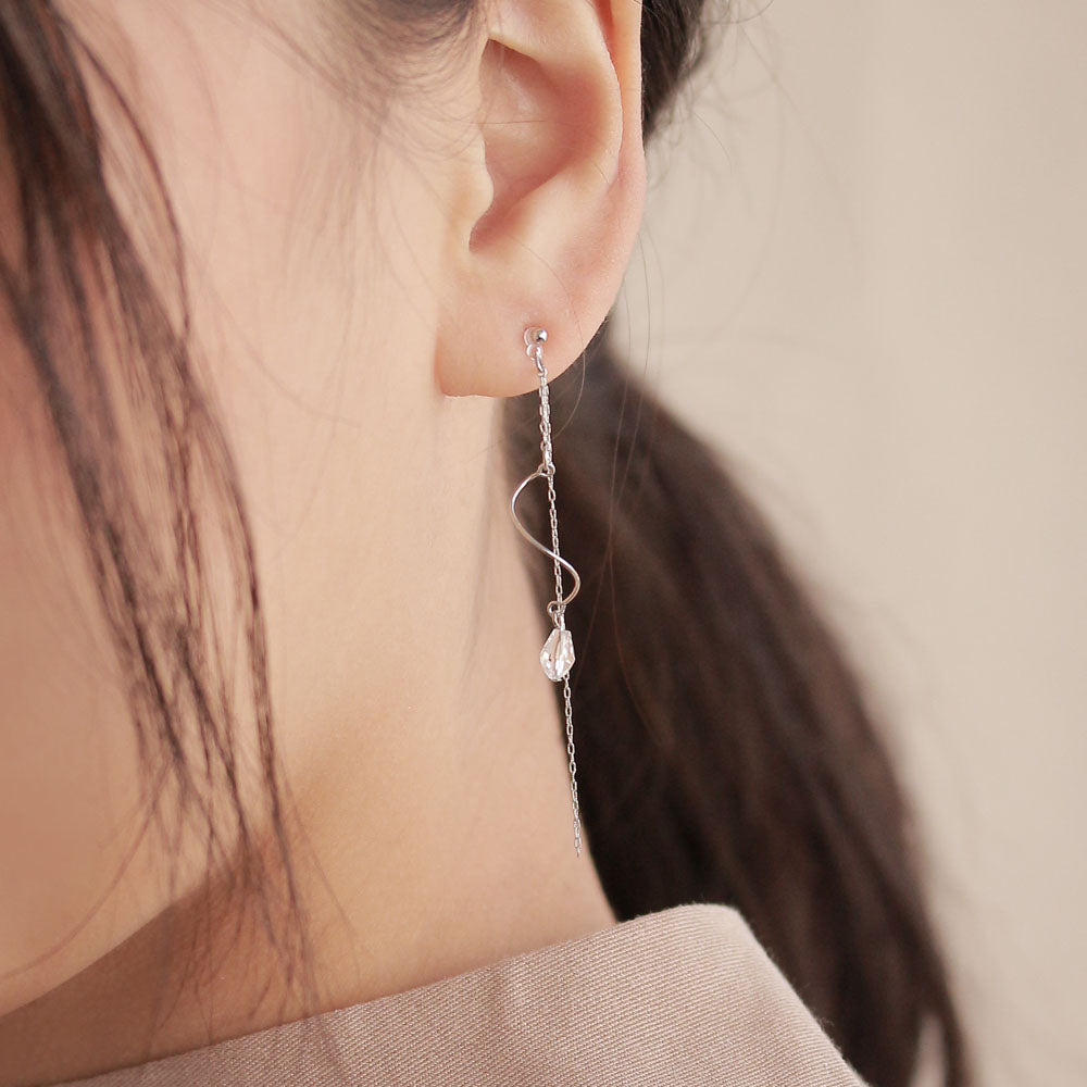 Spiral and Chain Drop Plastic Earrings