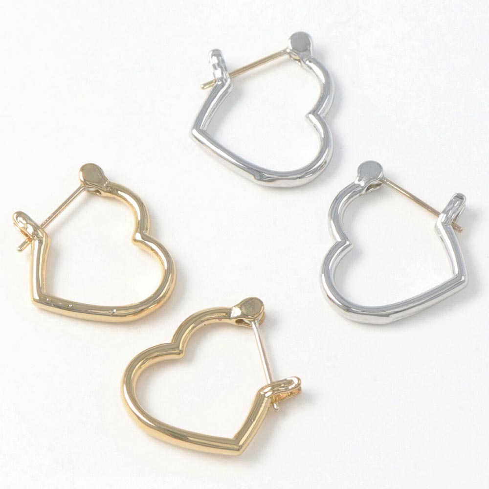 Heart Hoop 18K Gold Post Earrings