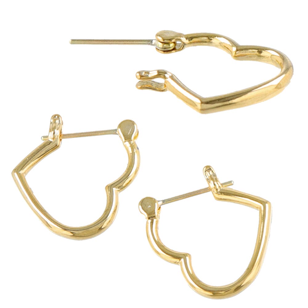 Heart Hoop 18K Gold Post Earrings