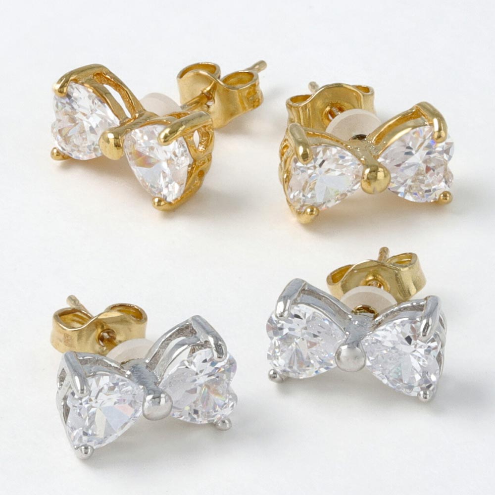 Small Bow 18K Gold Post Earrings - osewaya