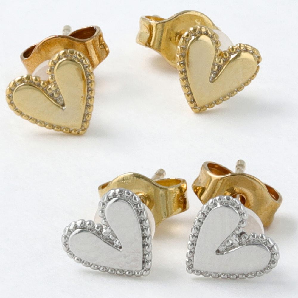 Small Heart 18K Gold Post Earrings