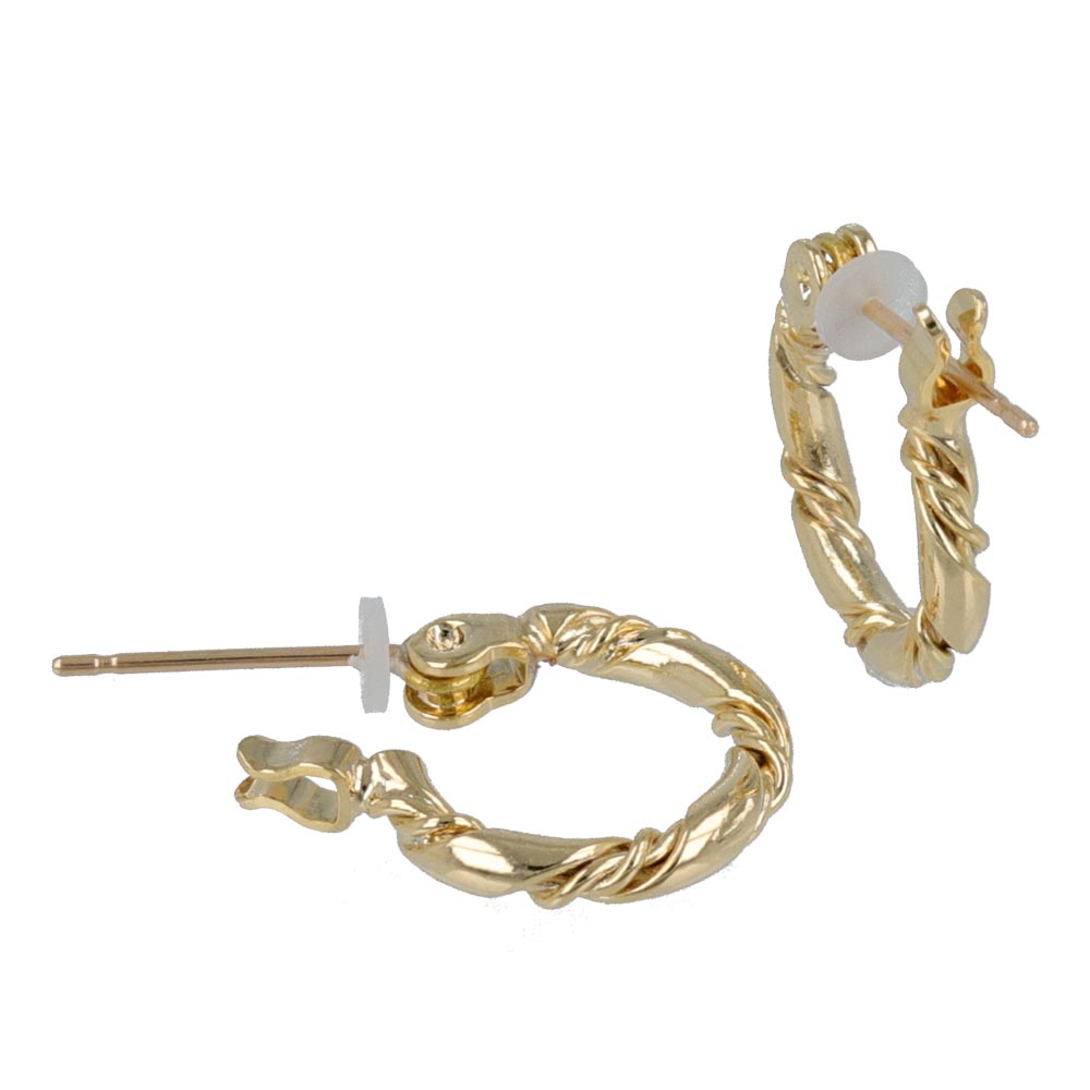 Rope Hoop 18K Gold Post Earrings