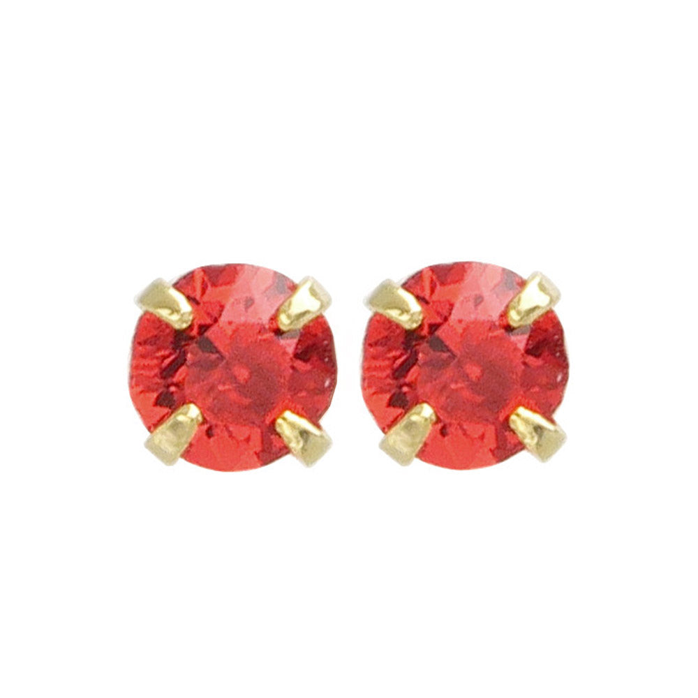 Glass Birthstone 18K Gold Post Studs