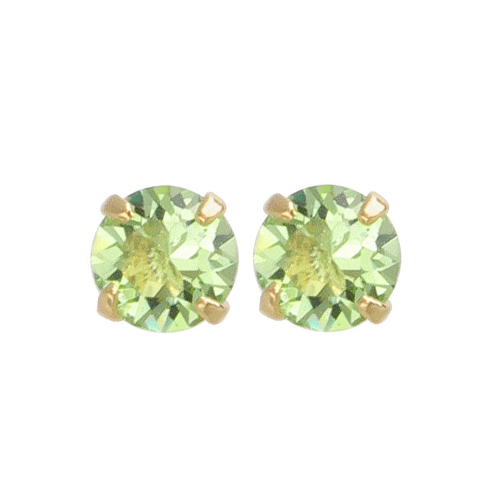 Glass Birthstone 18K Gold Post Studs