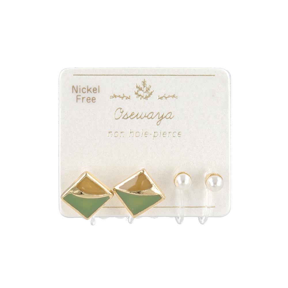 Square Invisible Clip On Earring Set